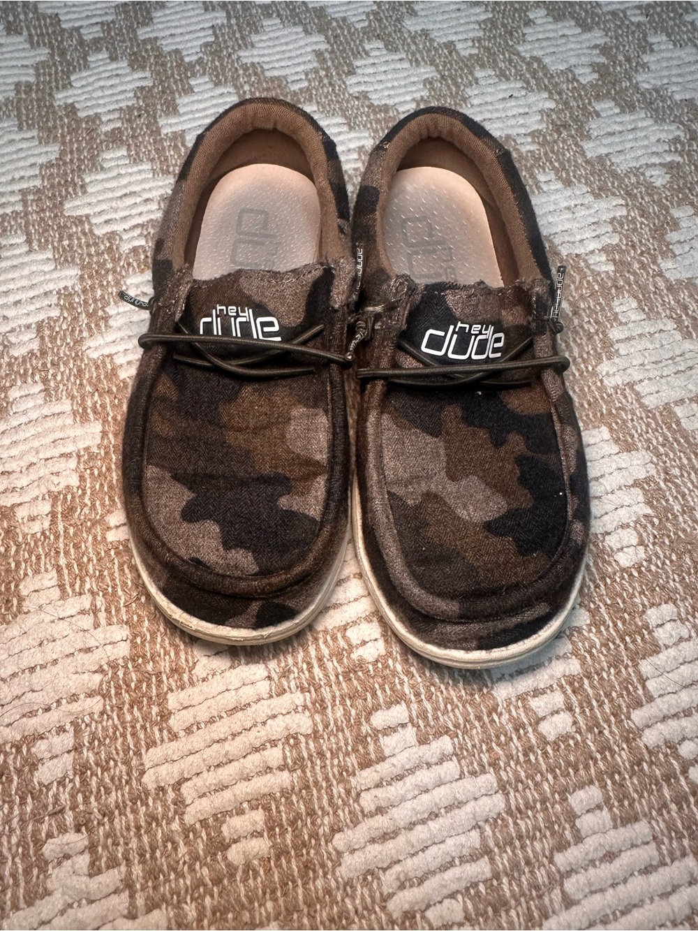 Hey Dude Kids Camo Slip-On Moccasins in Brown Camo - Size 12